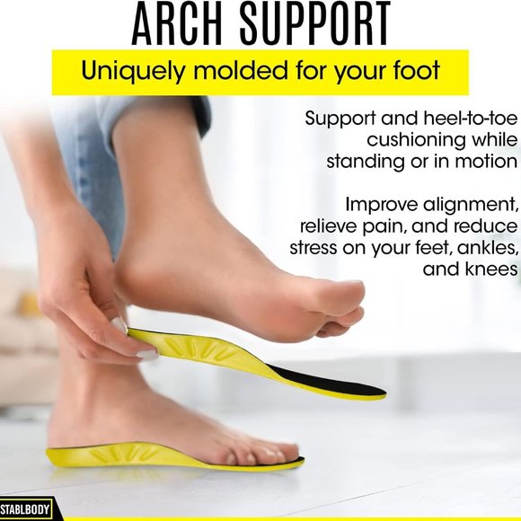 2PK/Thick Memory Foam Insoles Men/Orthotic Plantar Fasciitis Relief - Picture 3 of 7